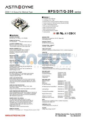 MPQ-200C datasheet - 200W 1~4 Output for Medical Type