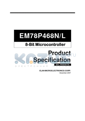 EM78P468NCQ datasheet - 8-Bit Microcontroller