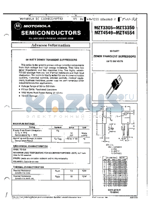 MZT3324 datasheet - 50 WATT ZENER TRANSIENT SUPRESSORS 3.9 TO 2OOVOLTS