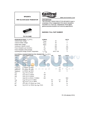 MPQ2907A_12 datasheet - PNP SILICON QUAD TRANSISTOR