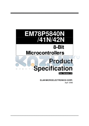 EM78P5842N datasheet - 8-Bit Microcontrollers