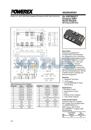 MG200F6ES61 datasheet - Six IGBTMOD Compact IGBT Series Module 200 Amperes/600 Volts