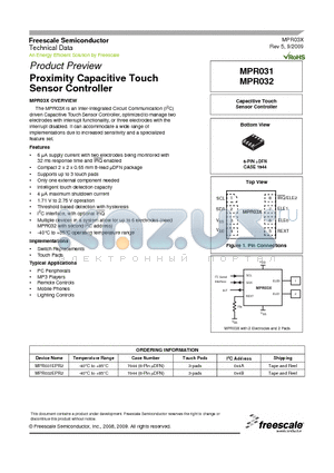 MPR032 datasheet - Proximity Capacitive Touch Sensor Controller