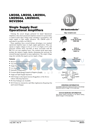 LM358DMR2 datasheet - Single Supply Dual Operational Amplifiers