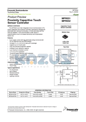 MPR032EPR2 datasheet - Proximity Capacitive Touch Sensor Controller