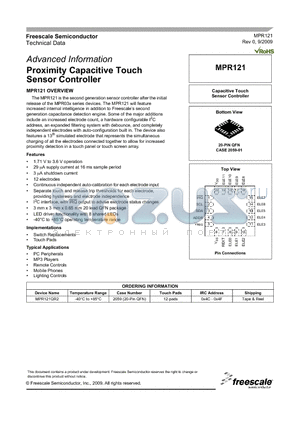 MPR121 datasheet - Proximity Capacitive Touch Sensor Controller