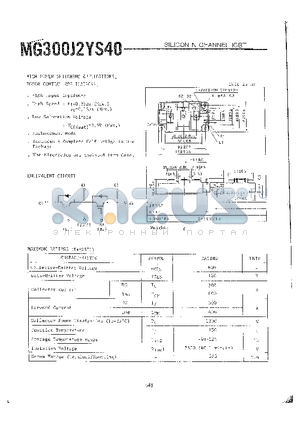 MG300J2YS40 datasheet - SILICON N CHANNEL 1GBT