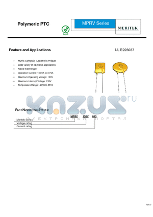 MPRV120V050 datasheet - Polymeric PTC