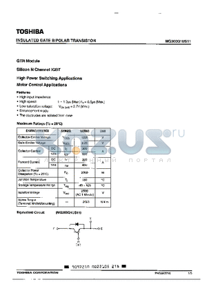 MG300Q1US11 datasheet - INSULATED GATE BIPOLAR TRANSISTOR