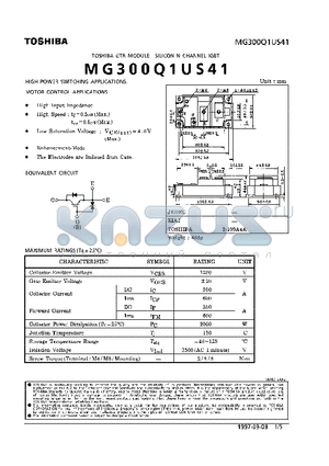 MG300Q1US41 datasheet - N CHANNEL IGBT (HIGH POWER SWITCHING, MOTOR CONTROL APPLICATIONS)