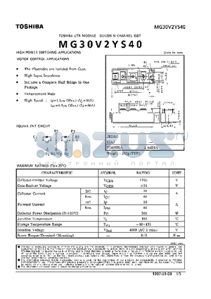 MG30V2YS40 datasheet - N CHANNEL IGBT (HIGH POWER SWITCHING, MOTOR CONTROL APPLICATIONS)