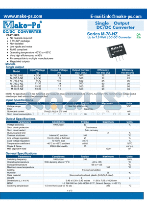 M-789.0-NZ datasheet - Single Output DC/DC Converter