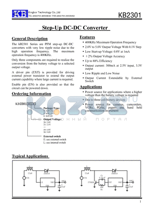 KB2301L50E datasheet - Step-Up DC-DC Converter