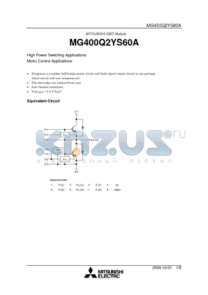 MG400Q2YS60A datasheet - High Power Switching Applications Motor Control Applications