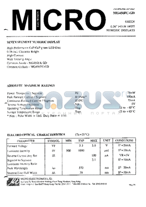 MG456FA-GD datasheet - GREEN 0.56 FOUR DIGIT NUMERIC DISPLAYS