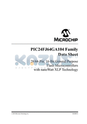PIC24FJ32GA102T-E/PT datasheet - 28/44-Pin, 16-Bit General Purpose Flash Microcontrollers with nanoWatt XLP Technology