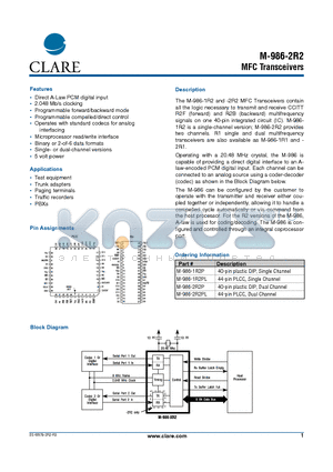 M-986-2R2 datasheet - MFC Transceivers