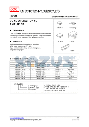LM358_11 datasheet - DUAL OPERATIONAL AMPLIFIER