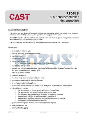 M-CAS-R80515 datasheet - 8-bit Microcontroller