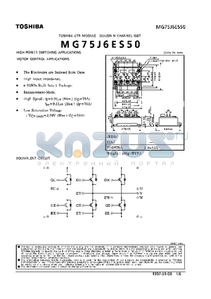 MG75J6ES50 datasheet - N CHANNEL IGBT (HIGH POWER SWITCHING, MOTOR CONTROL APPLICATIONS)