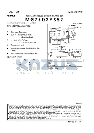 MG75Q2YS52 datasheet - N CHANNEL IGBT (HIGH POWER SWITCHING, MOTOR CONTROL APPLICATIONS)