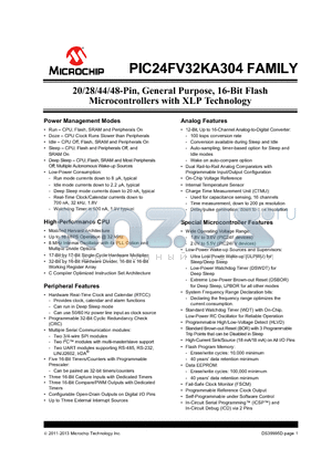 PIC24FV16KA301 datasheet - 20/28/44/48-Pin, General Purpose, 16-Bit Flash Microcontrollers with XLP Technology