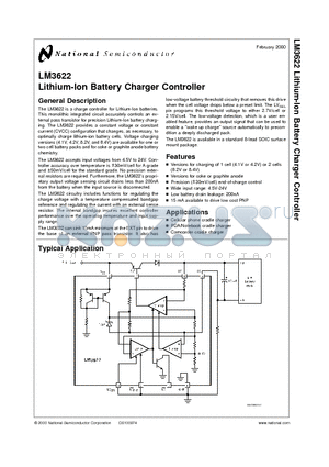 LM3622MX-8.2 datasheet - Lithium-Ion Battery Charger Controller