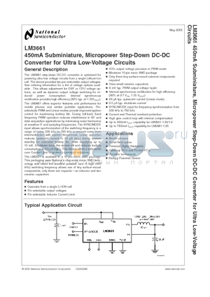 LM3661TLX-1.35 datasheet - 450mA Subminiature, Micropower Step-Down DC-DC Converter for Ultra Low-Voltage Circuits