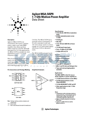 MGA-545P8 datasheet - 1-7 GHz Medium Power Amplifier