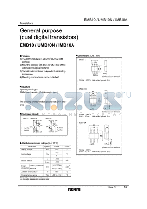 EMB10 datasheet - General purpose (dual digital transistors)