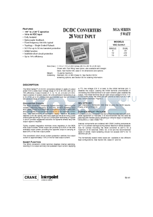 MGA2805S datasheet - DC/DC CONVERTERS 28 VOLT INPUT