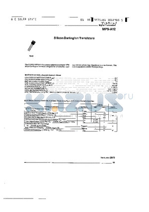 MPS-A12 datasheet - SILICON DARLINGTON TRANSISTORS