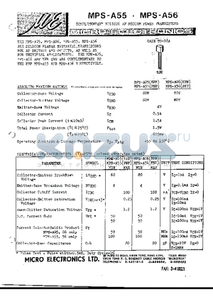 MPS-A56 datasheet - COMPLEMENTARY SILICON AF MEDIUM POWER TRANSISTORS