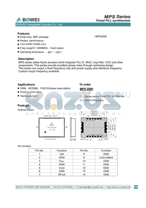 MPS1000 datasheet - Fixecd PLL synthesizer