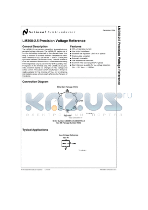 LM368H-2.5 datasheet - LM368-2.5 Precision Voltage Reference