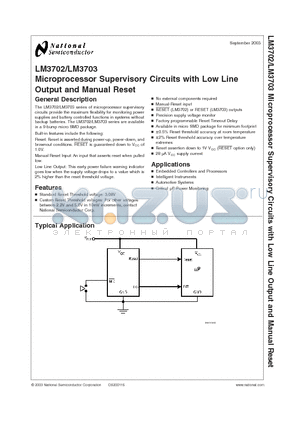 LM3702XABP-36 datasheet - Microprocessor Supervisory Circuits with Low Line Output and Manual Reset