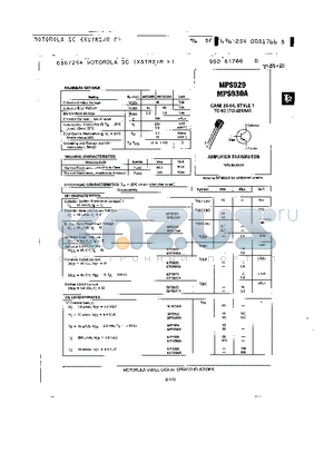 MPS3391 datasheet - AMPLIFIER TRANSISTOR