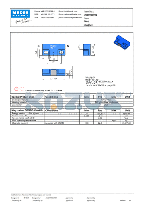 M02 datasheet - Magnet