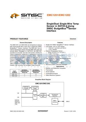 EMC1201 datasheet - Single/Dual Single-Wire Temp Sensor in SOT23-5 Using SMSC BudgetBus Sensor Interface