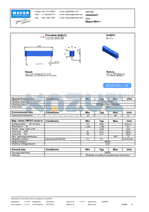 M06-7 datasheet - Magnet