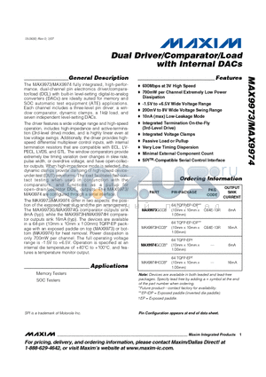 MAX9973 datasheet - Dual Driver/Comparator/Load with Internal DACs