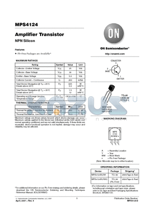 MPS4124 datasheet - Amplifier Transistor