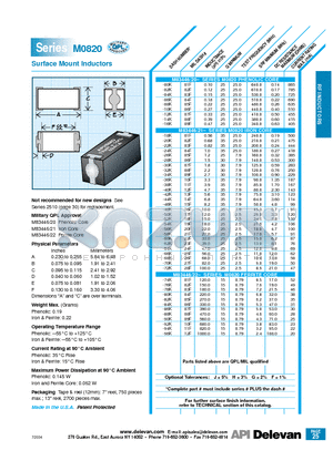 M0820-40K datasheet - Surface Mount Inductors