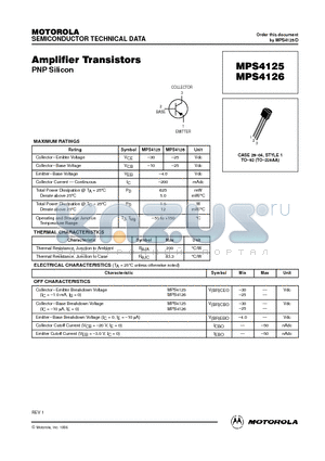 MPS4126 datasheet - Amplifier Transistors