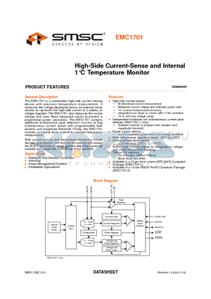 EMC1701 datasheet - High-Side Current-Sense and Internal 1`C Temperature Monitor