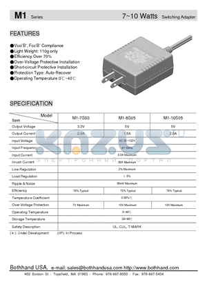 M1-8S05 datasheet - 7~10 Watts Switching Adapter