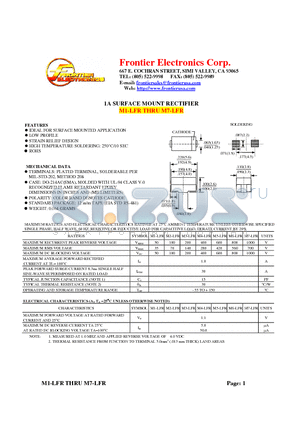 M1-LFR datasheet - 1A SURFACE MOUNT RECTIFIER