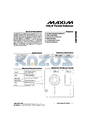 MAXL001 datasheet - 100lH Toroid Inductor