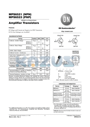 MPS6521RLRA datasheet - Amplifier Transistors