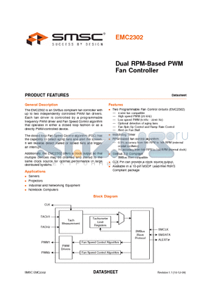 EMC2302 datasheet - Dual RPM-Based PWM Fan Controller